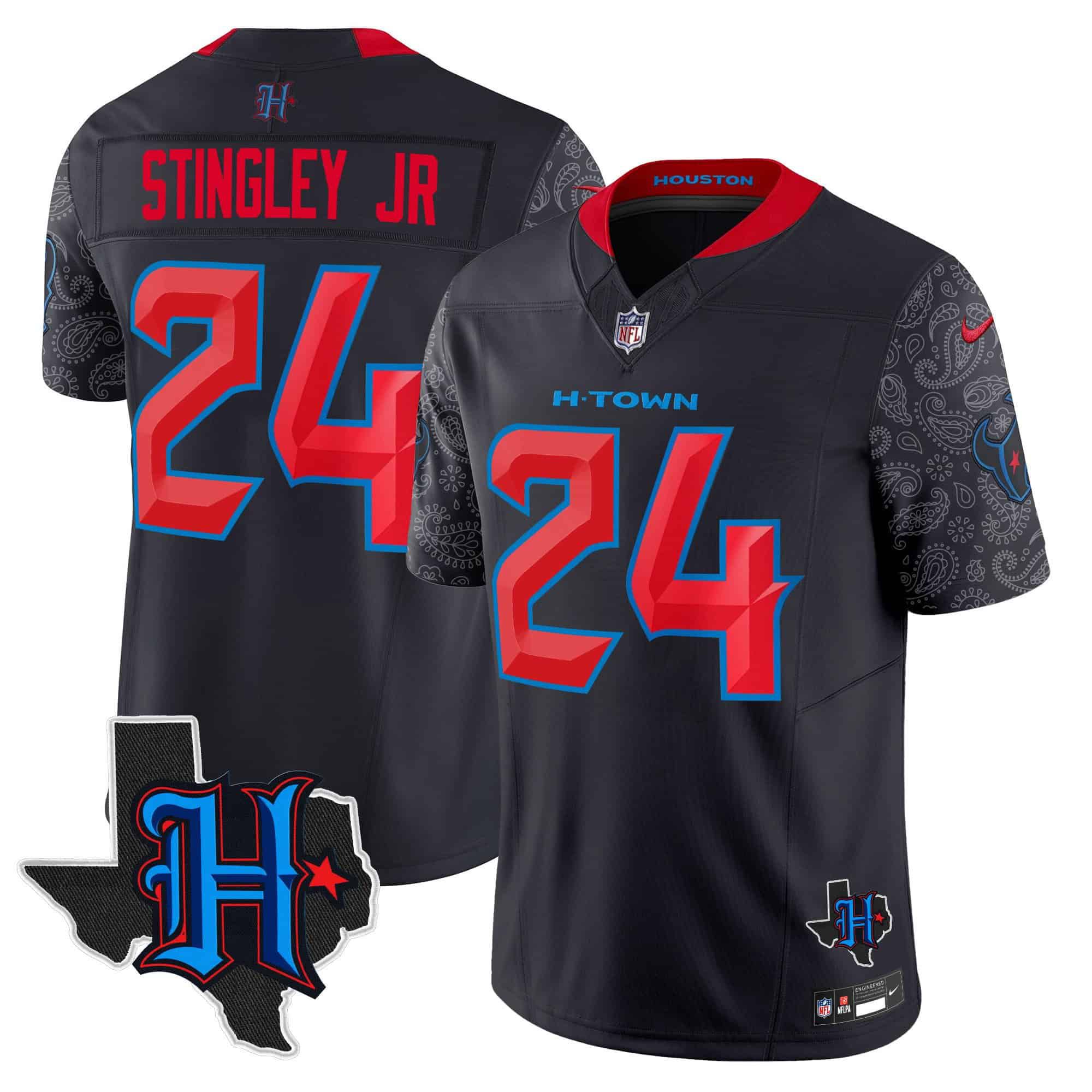 Men Houston Texans #24 Stingley jr Black 2024 Nike Texas Patch Vapor Limited NFL Jersey->indianapolis colts->NFL Jersey